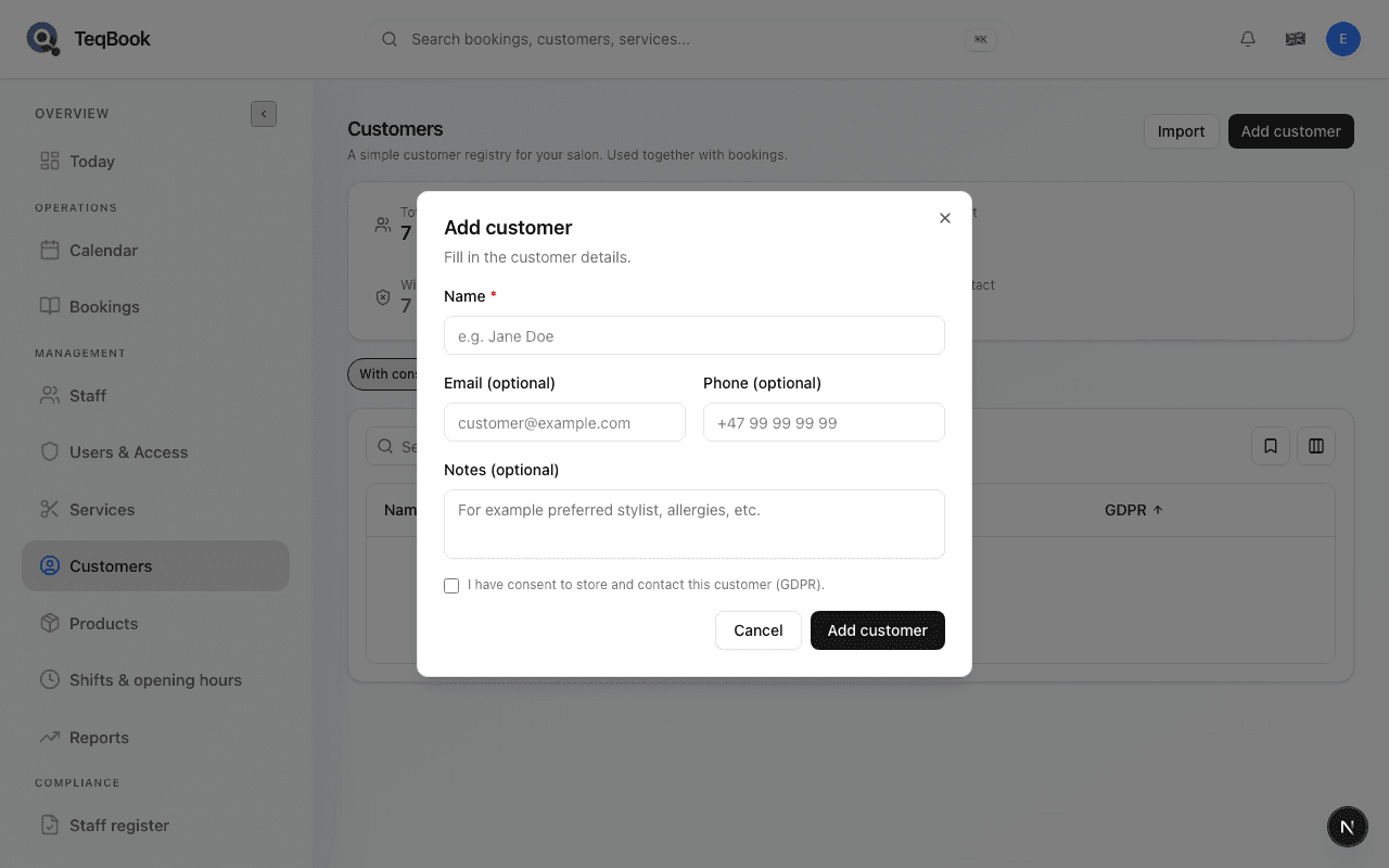 GDPR consent on add or edit