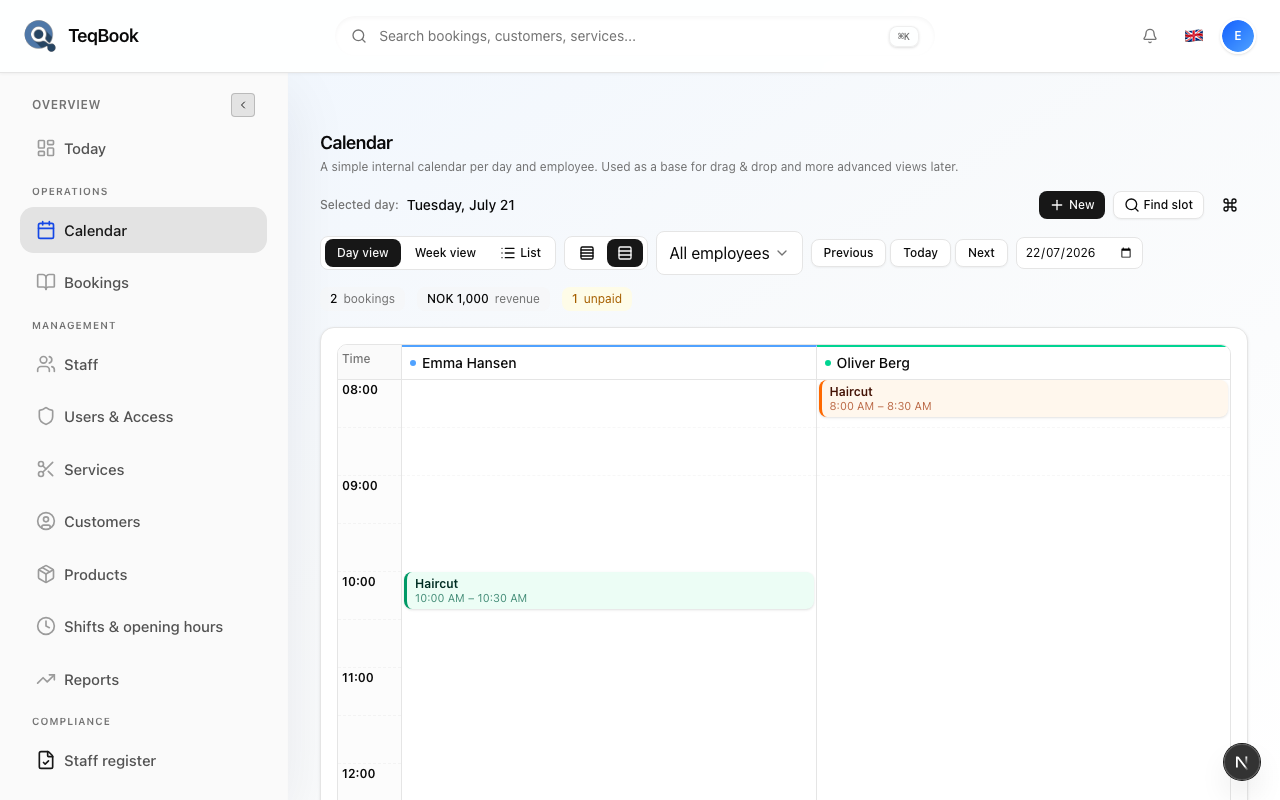 Calendar context for marking no-show