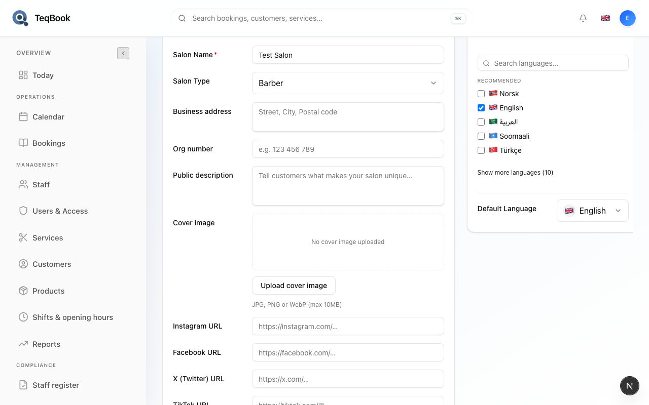 Contact fields on General
